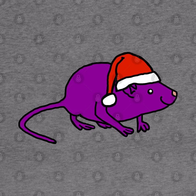 Purple Rat wearing Christmas Santa Hat by ellenhenryart
